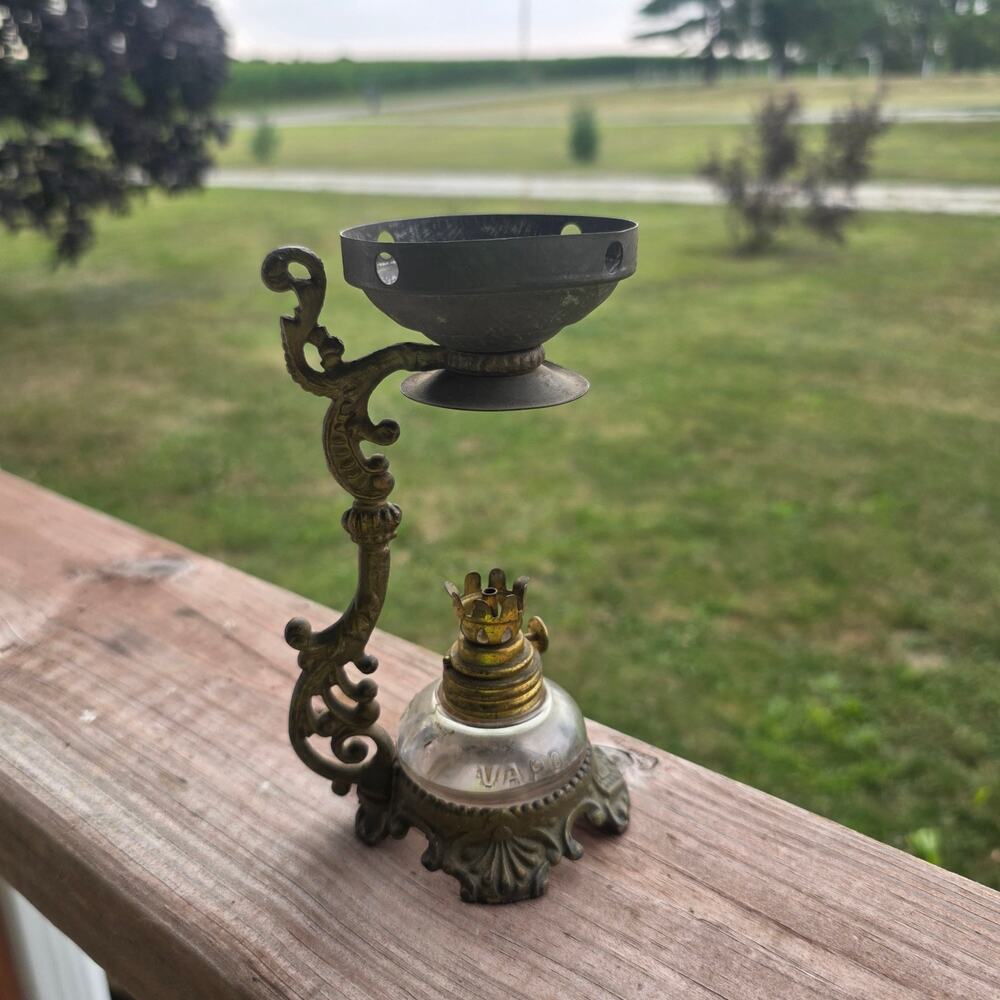 Antique 1885 Vapo Cresolene Medical Vaporizer Lamp + French Medicine Bottle